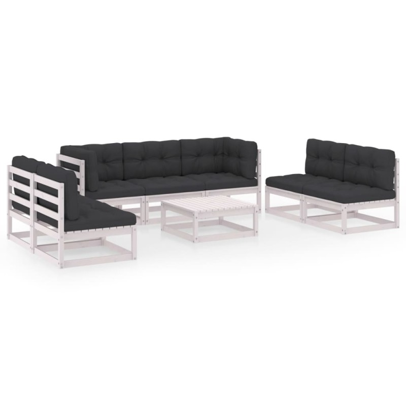 vidaXL Muebles de jardín 8 piezas con cojines de madera de pino maciza vidaXL Muebles de jardín 8 piezas con cojines de madera de pino maciza