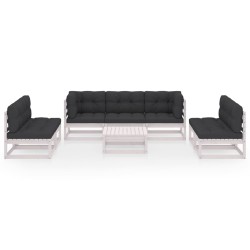 vidaXL Muebles de jardín 8 piezas con cojines de madera de pino maciza