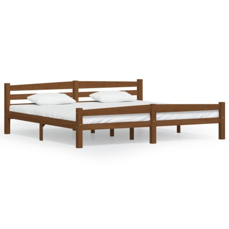vidaXL Estructura de cama madera maciza pino marrón miel 200x200 cm