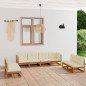 vidaXL Juego de muebles de jardín 8 pzas y cojines madera pino maciza vidaXL Juego de muebles de jardín 8 pzas y cojines madera pino maciza