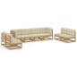 vidaXL Juego de muebles de jardín 8 pzas y cojines madera pino maciza vidaXL Juego de muebles de jardín 8 pzas y cojines madera pino maciza