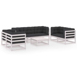 vidaXL Muebles de jardín 8 piezas con cojines de madera de pino maciza