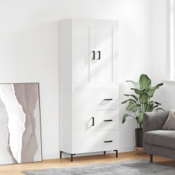 vidaXL Aparador alto madera contrachapada blanco brillo 69,5x34x180 cm