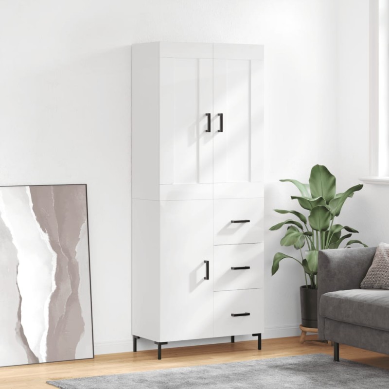 vidaXL Aparador alto madera contrachapada blanco brillo 69,5x34x180 cm vidaXL Aparador alto madera contrachapada blanco brillo 69,5x34x180 cm
