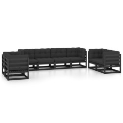 vidaXL Juego de muebles de jardín 8 pzas y cojines madera pino maciza