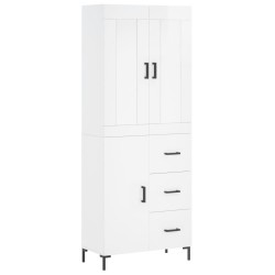 vidaXL Aparador alto madera contrachapada blanco brillo 69,5x34x180 cm