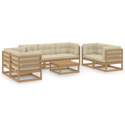 vidaXL Muebles de jardín 8 piezas con cojines de madera de pino maciza