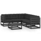 vidaXL Juego de muebles de jardín 6 pzas y cojines madera pino maciza vidaXL Juego de muebles de jardín 6 pzas y cojines madera pino maciza