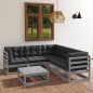 vidaXL Juego de muebles de jardín 6 pzas y cojines madera pino maciza vidaXL Juego de muebles de jardín 6 pzas y cojines madera pino maciza
