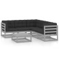 vidaXL Juego de muebles de jardín 6 pzas y cojines madera pino maciza vidaXL Juego de muebles de jardín 6 pzas y cojines madera pino maciza