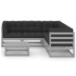 vidaXL Juego de muebles de jardín 6 pzas y cojines madera pino maciza vidaXL Juego de muebles de jardín 6 pzas y cojines madera pino maciza