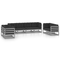 vidaXL Juego de muebles de jardín 8 pzas y cojines madera pino maciza