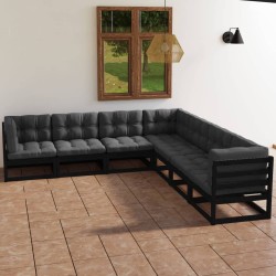 vidaXL Juego de muebles de jardín 7 pzas y cojines madera maciza pino