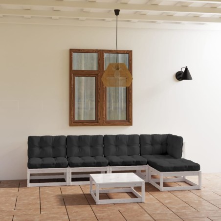 vidaXL Muebles de jardín 6 piezas con cojines de madera de pino maciza