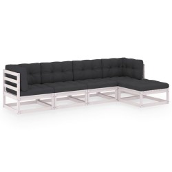 vidaXL Juego de muebles de jardín 5 pzas y cojines madera pino maciza
