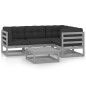 vidaXL Juego de muebles de jardín 5 pzas y cojines madera pino maciza vidaXL Juego de muebles de jardín 5 pzas y cojines madera pino maciza