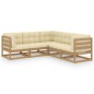 vidaXL Juego de muebles de jardín 5 pzas y cojines madera pino maciza vidaXL Juego de muebles de jardín 5 pzas y cojines madera pino maciza