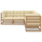 vidaXL Juego de muebles de jardín 5 pzas y cojines madera pino maciza vidaXL Juego de muebles de jardín 5 pzas y cojines madera pino maciza