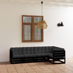 vidaXL Juego de muebles de jardín 5 pzas y cojines madera pino maciza