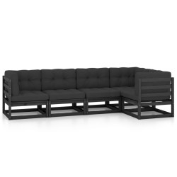 vidaXL Juego de muebles de jardín 5 pzas y cojines madera pino maciza