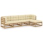 vidaXL Juego de muebles de jardín 5 pzas y cojines madera pino maciza vidaXL Juego de muebles de jardín 5 pzas y cojines madera pino maciza