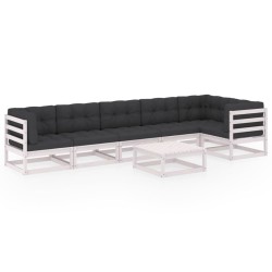 vidaXL Muebles de jardín 7 piezas con cojines de madera de pino maciza