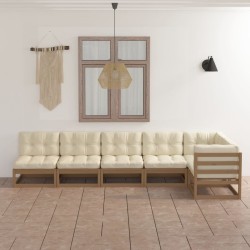 vidaXL Muebles de jardín 6 piezas con cojines de madera de pino maciza