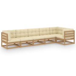 vidaXL Muebles de jardín 6 piezas con cojines de madera de pino maciza