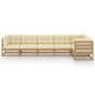 vidaXL Muebles de jardín 6 piezas con cojines de madera de pino maciza vidaXL Muebles de jardín 6 piezas con cojines de madera de pino maciza