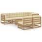 vidaXL Muebles de jardín 8 pzas y cojines madera maciza pino vidaXL Muebles de jardín 8 pzas y cojines madera maciza pino