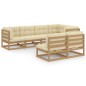 vidaXL Juego de muebles de jardín 7 pzas y cojines madera maciza pino vidaXL Juego de muebles de jardín 7 pzas y cojines madera maciza pino