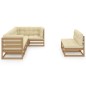 vidaXL Juego de muebles de jardín 7 pzas y cojines madera maciza pino vidaXL Juego de muebles de jardín 7 pzas y cojines madera maciza pino