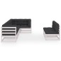 vidaXL Juego de muebles de jardín 7 pzas y cojines madera maciza pino