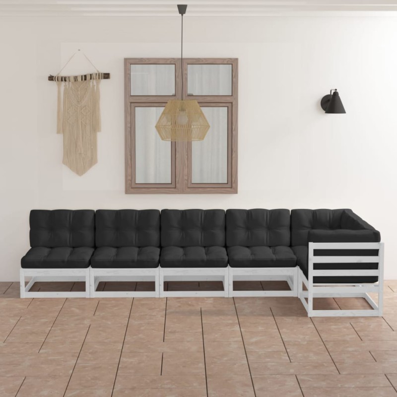 vidaXL Muebles de jardín 6 piezas con cojines de madera de pino maciza