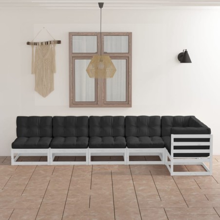 vidaXL Muebles de jardín 6 piezas con cojines de madera de pino maciza