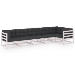 vidaXL Muebles de jardín 6 piezas con cojines de madera de pino maciza