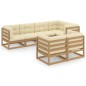 vidaXL Juego de muebles de jardín 7 pzas y cojines madera maciza pino vidaXL Juego de muebles de jardín 7 pzas y cojines madera maciza pino