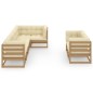 vidaXL Juego de muebles de jardín 7 pzas y cojines madera maciza pino vidaXL Juego de muebles de jardín 7 pzas y cojines madera maciza pino