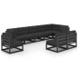 vidaXL Juego de muebles de jardín 9 pzas y cojines madera maciza pino vidaXL Juego de muebles de jardín 9 pzas y cojines madera maciza pino