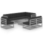 vidaXL Juego de muebles de jardín 9 pzas y cojines madera maciza pino vidaXL Juego de muebles de jardín 9 pzas y cojines madera maciza pino