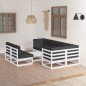 vidaXL Muebles de jardín 8 pzas y cojines madera maciza pino vidaXL Muebles de jardín 8 pzas y cojines madera maciza pino