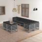 vidaXL Muebles de jardín 8 pzas y cojines madera maciza pino vidaXL Muebles de jardín 8 pzas y cojines madera maciza pino