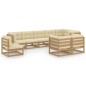 vidaXL Juego de muebles de jardín 9 pzas y cojines madera maciza pino vidaXL Juego de muebles de jardín 9 pzas y cojines madera maciza pino