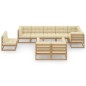 vidaXL Juego de muebles de jardín 9 pzas y cojines madera maciza pino vidaXL Juego de muebles de jardín 9 pzas y cojines madera maciza pino