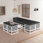 vidaXL Juego de muebles de jardín 9 pzas y cojines madera maciza pino vidaXL Juego de muebles de jardín 9 pzas y cojines madera maciza pino