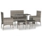 vidaXL Set de muebles de jardín 6 pzas y cojines ratán sintético gris