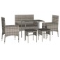 vidaXL Set de muebles de jardín 6 pzas y cojines ratán sintético gris