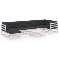vidaXL Muebles de jardín 8 pzas y cojines madera maciza pino