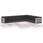 vidaXL Set muebles jardín 7 pzas con cojines madera maciza pino blanco vidaXL Set muebles jardín 7 pzas con cojines madera maciza pino blanco