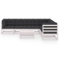 vidaXL Set muebles jardín 7 pzas con cojines madera maciza pino blanco vidaXL Set muebles jardín 7 pzas con cojines madera maciza pino blanco